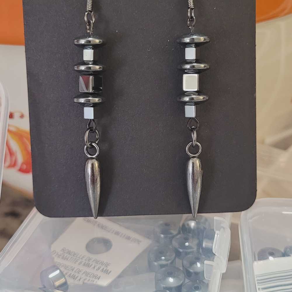 Elegant Handcrafted Hematite Dangle Earrings